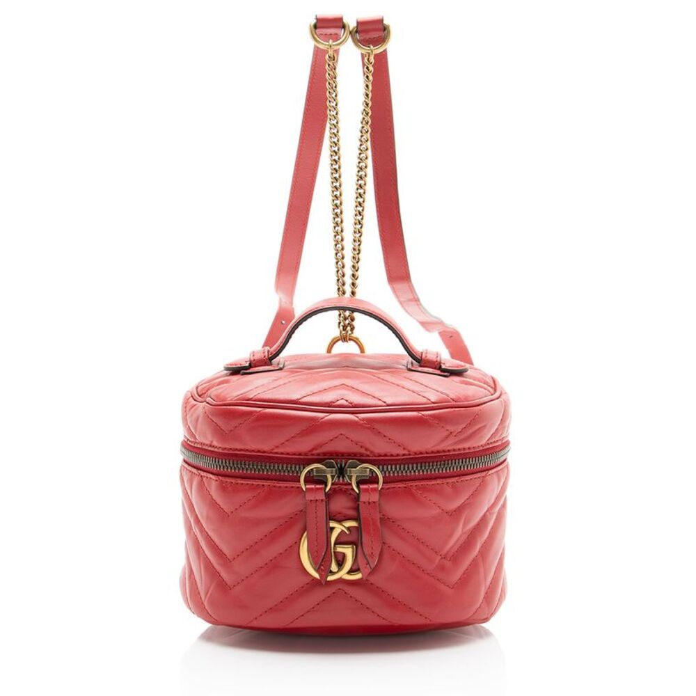 Gucci Matelasse Leather GG Marmont Round Mini Backpack